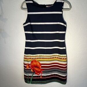 DESIGUAL Spain Womens Sleeveless Sheath Dress IT 38‎ XS Navy Blue Floral Stripe